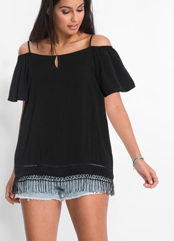 

Blusa Ciganinha com Franjas Preto