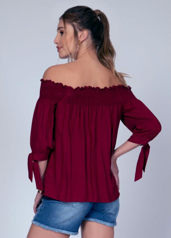 

Blusa com Detalhe de Amarrar Bordô, Vermelho