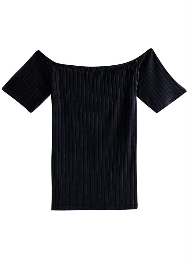 

Blusa Preta Ciganinha Canelada, Preto