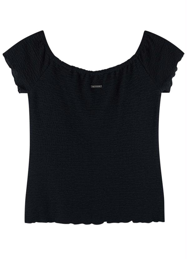 

Blusa Preta Ciganinha em Malha, Preto