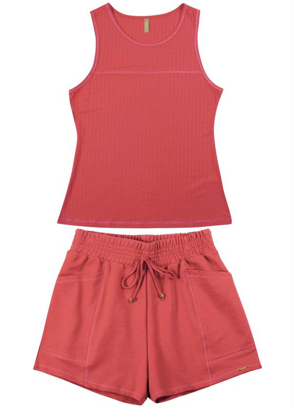 

Conjiunto Regata e Shorts com Bolso Vermelho