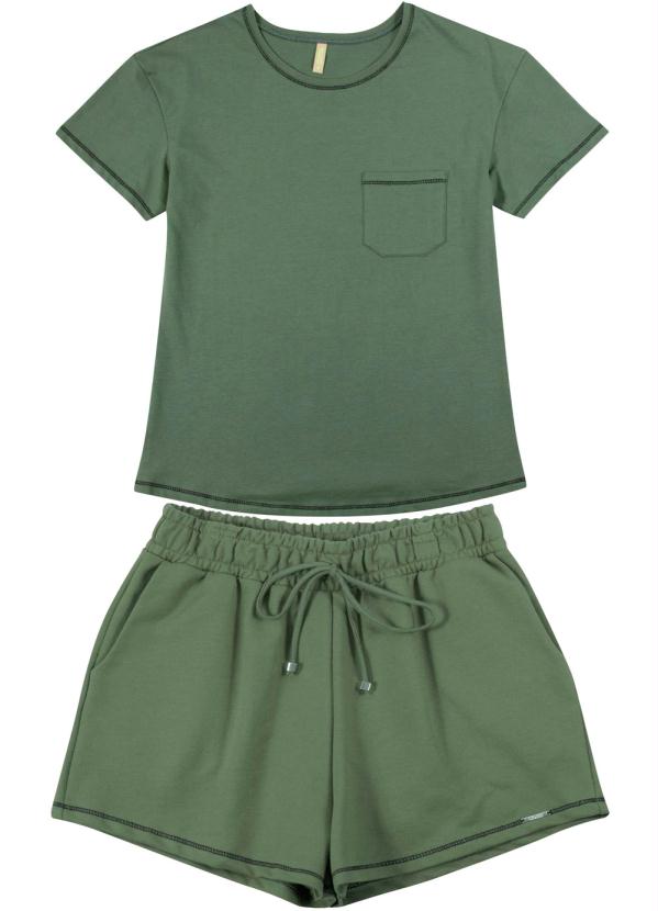 

Conjunto Blusa e Short com Bolso e Cordão Verde