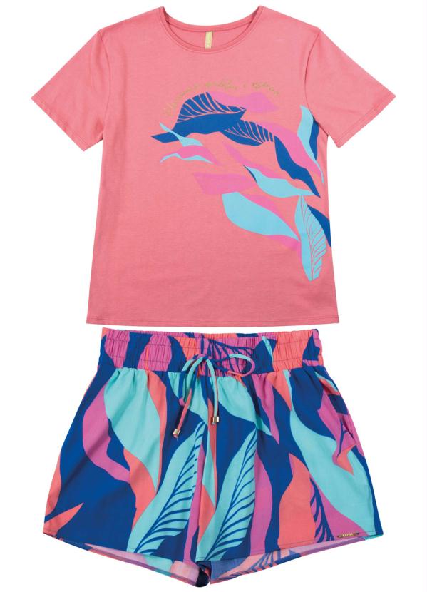 

Conjunto Estampado Blusa e Shorts Rosa