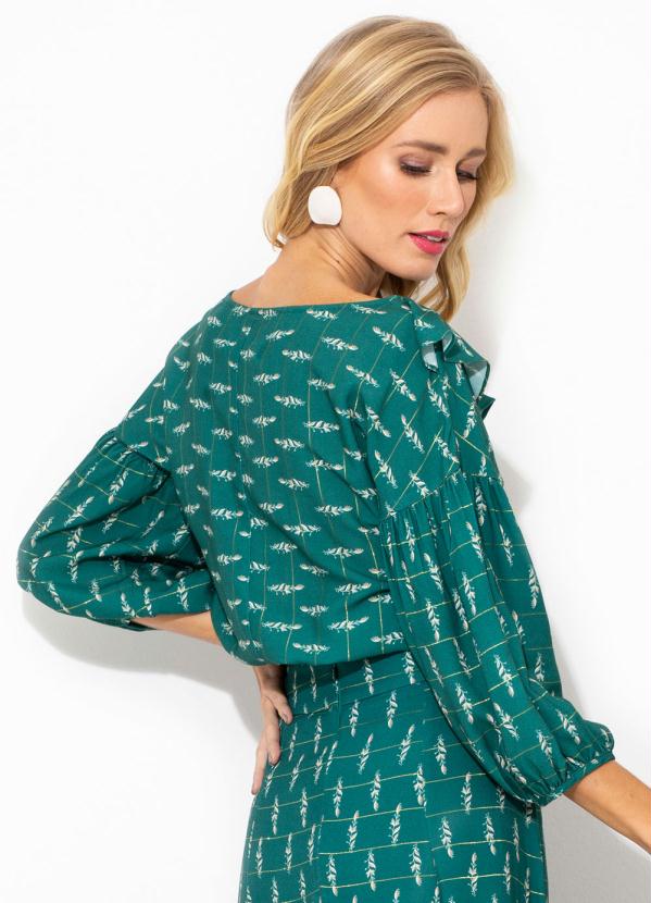 

Blusa Cropped de Viscose Estampa Raminho Verde