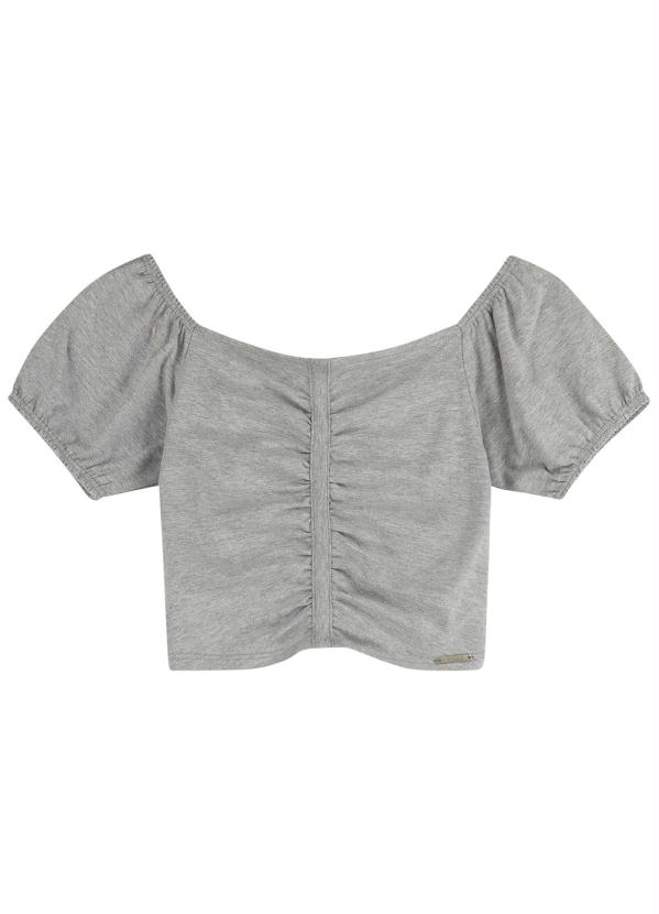 

Blusa Mescla Cropped em Cotton, Cinza