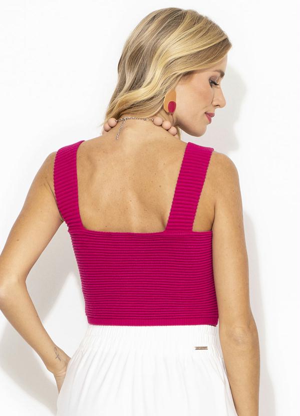 

Top Cropped Tricô Rosa