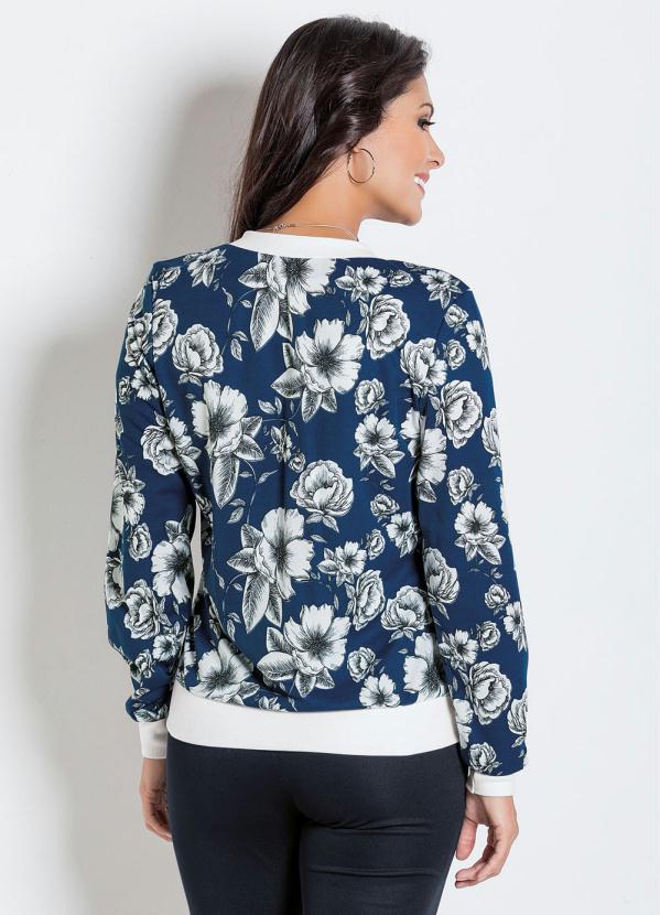 

Jaqueta Bomber Floral Dark, Azul