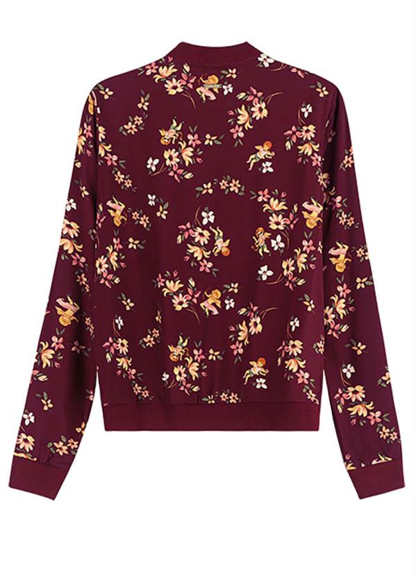 

Jaqueta Bordô Bomber Floral, Vermelho