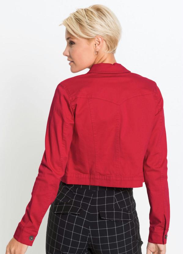 

Jaqueta de Sarja Cropped Vermelha, Vermelho