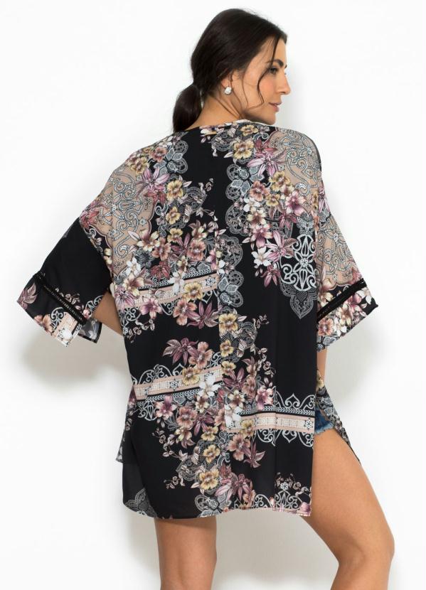 

Kimono Estampado Preto