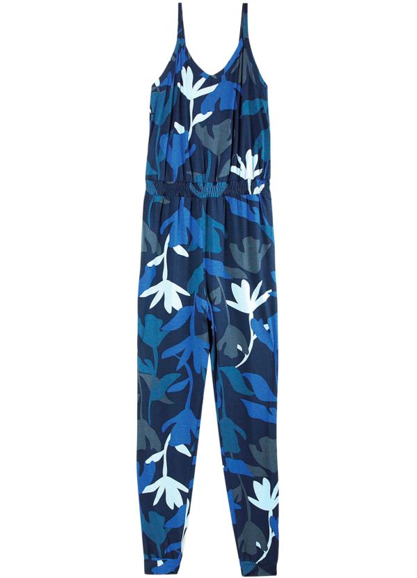 

Macacão Azul Floral em Malha Viscose