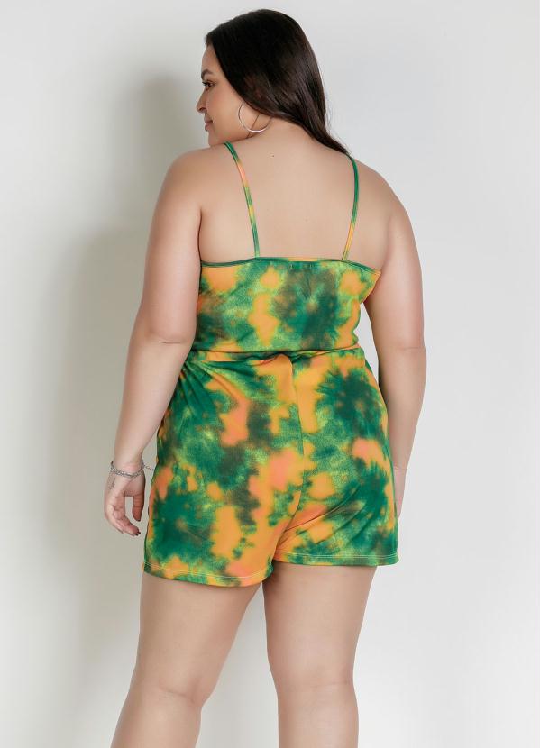 

Macaquinho Tie Dye com Amarração Plus Size, Verde