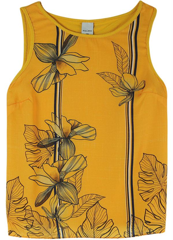 

Blusa Amarela Floral em Cetim, Amarelo