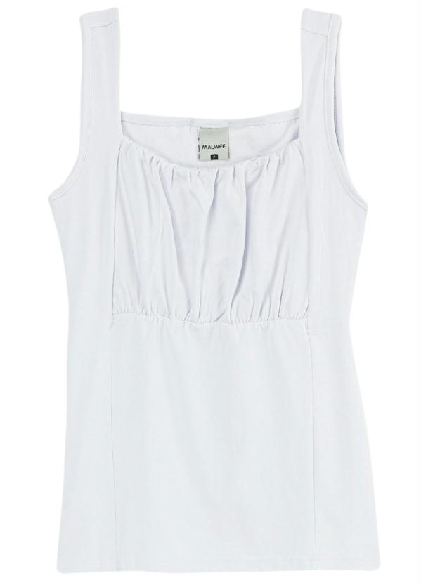 

Blusa Branca com Franzido em Malha Viscose, Branco