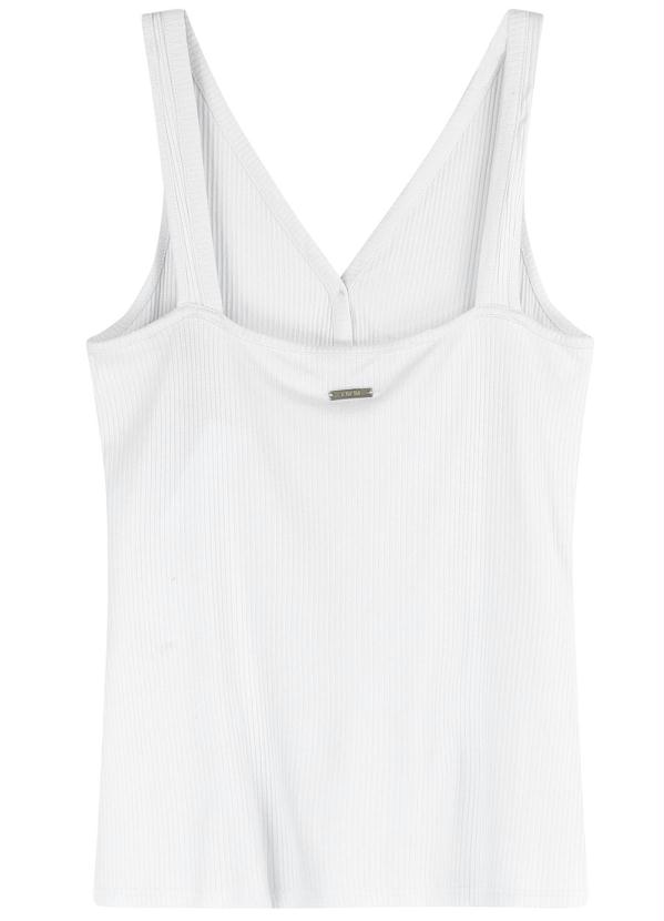 

Blusa Branca Decote V Canelada, Branco