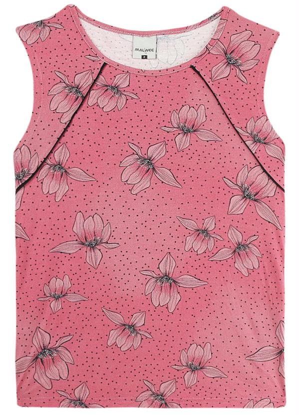 

Blusa Rosa Claro Floral em Viscose