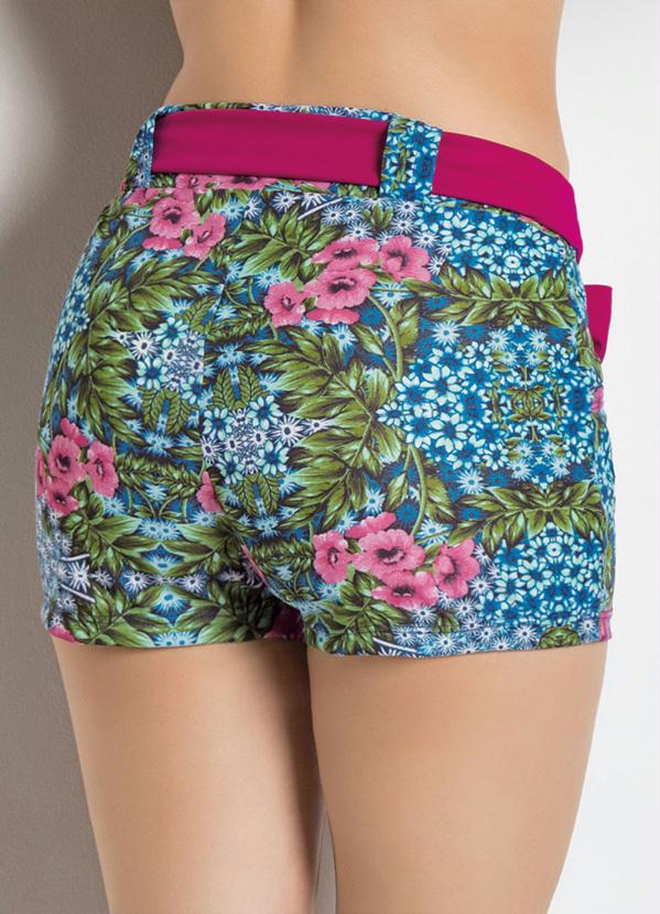 

Short Estampado Floral com Faixa, Azul