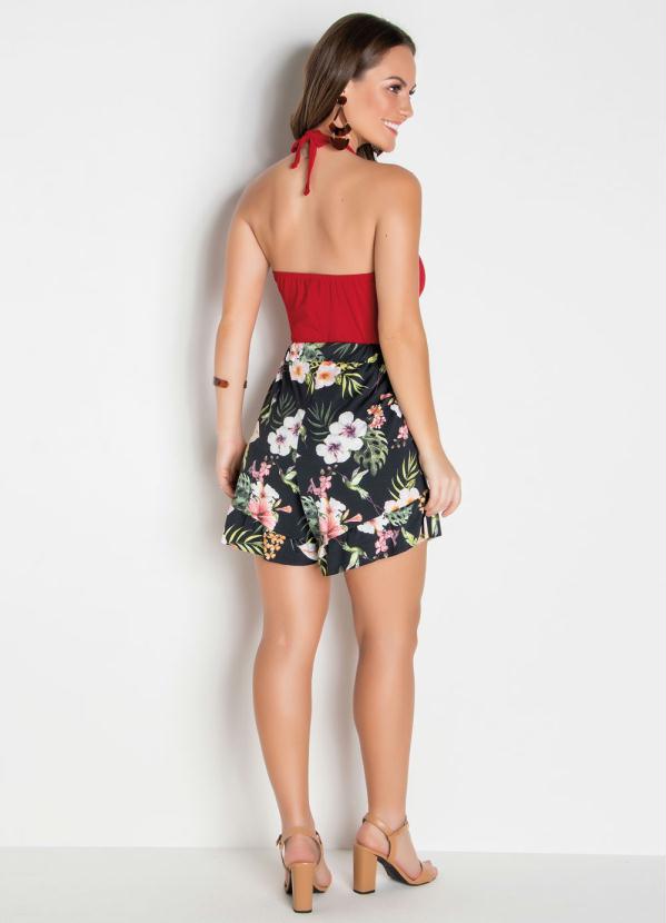 

Short Floral com Babadinho, Preto