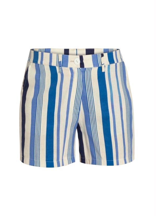 

Shorts Alfaitaria com Linho Listrado Azul