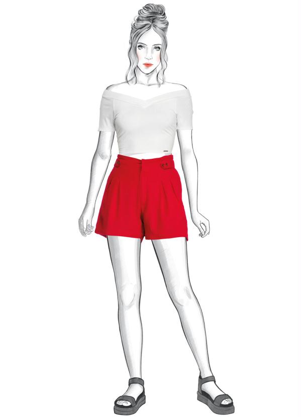 

Shorts Vermelho Alfaiataria em Linho