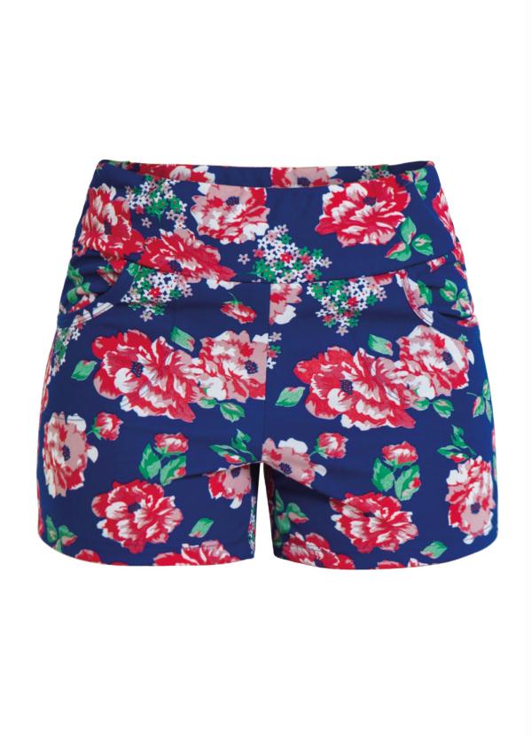 

Short com Estampa Floral Azul