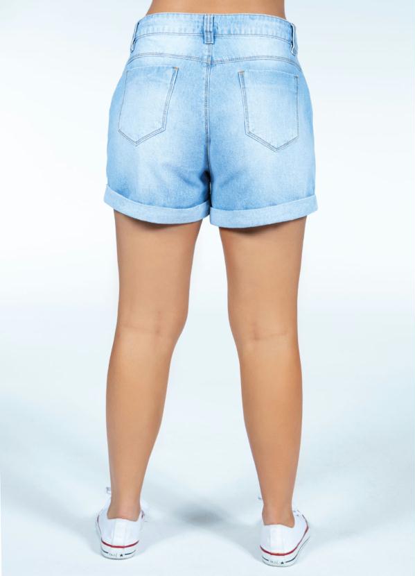 

Short Jeans Claro Cintura Média com Bolsos, Azul