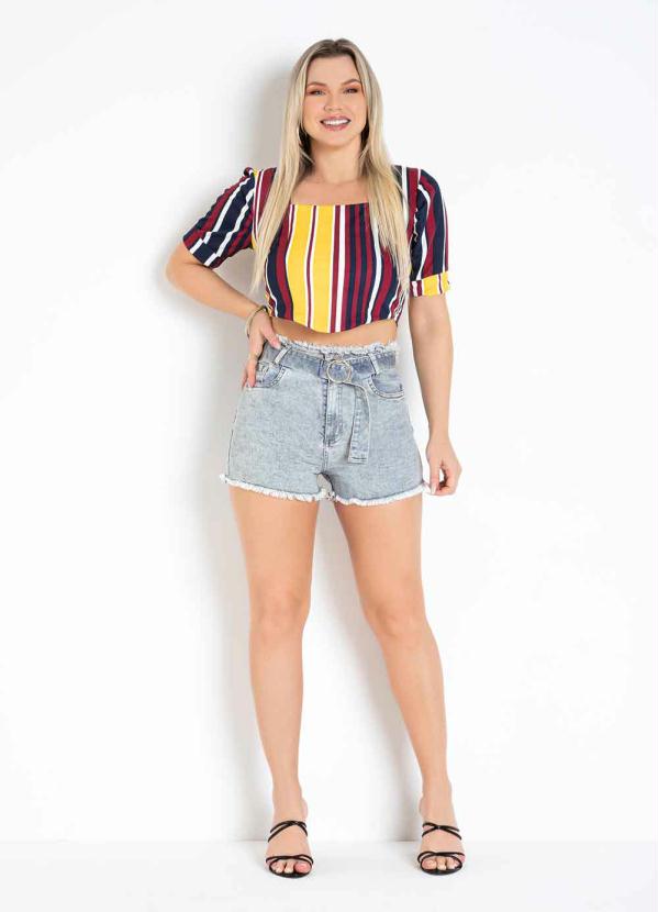 

Short Jeans Claro com Faixa Grátis Sawary, Azul