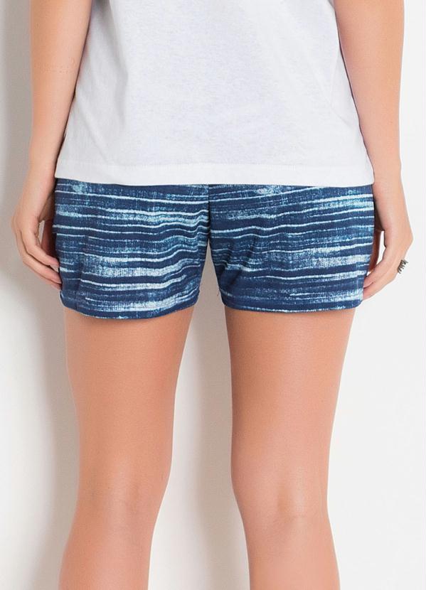 

Short com Elástico na Cintura Abstrata, Azul