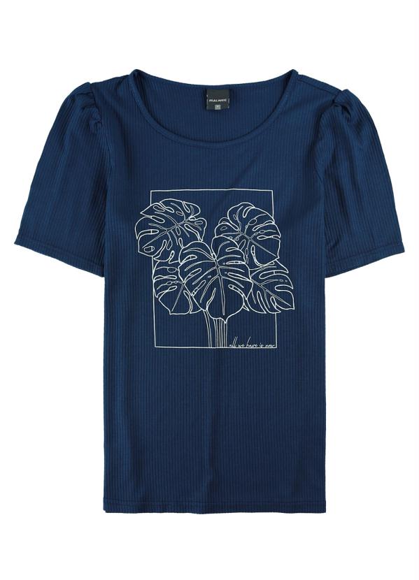 

Blusa Azul Marinho Canelada Tropical