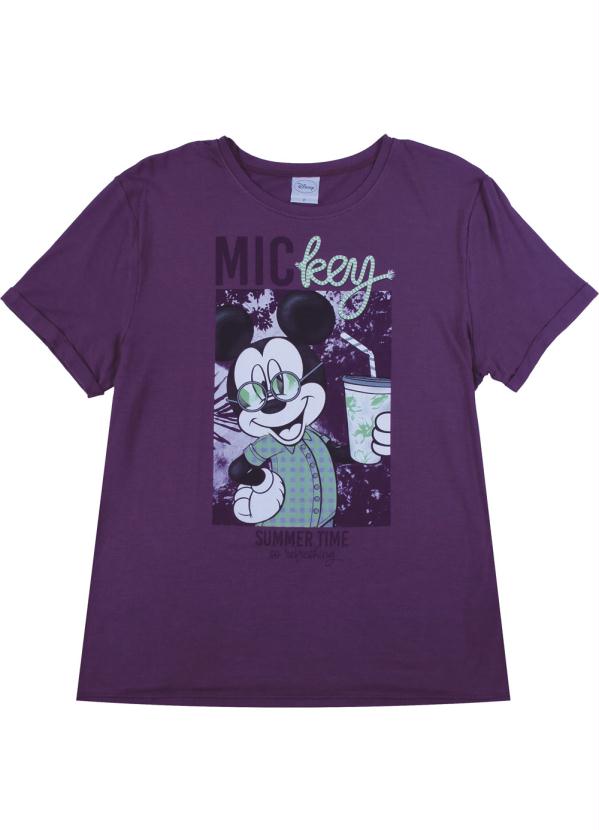 

Blusa Manga Curta com Bordado Fake Roxo