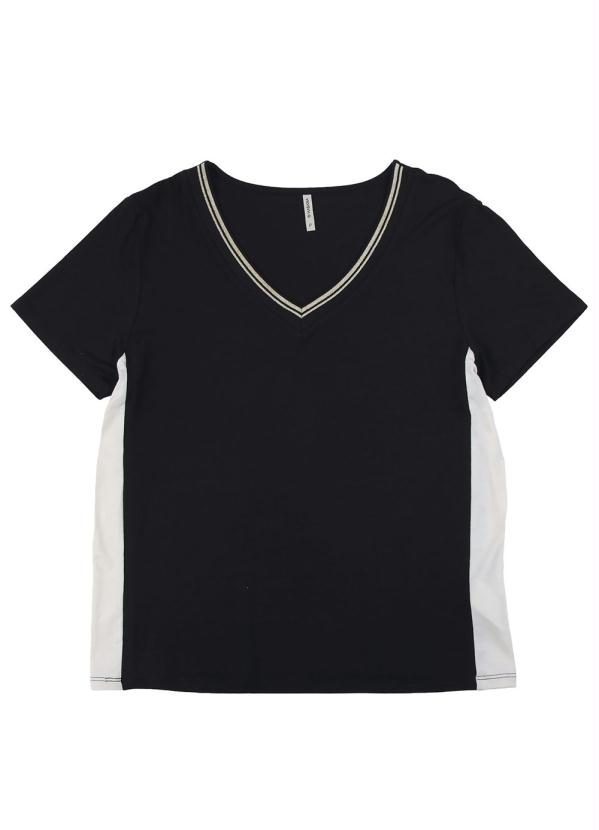 

Blusa Manga Curta com Decote V Preto