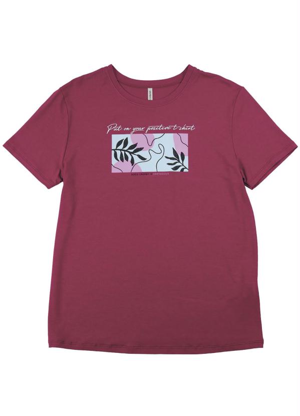 

T-Shirt com Decote Redondo Estampada Vermelho