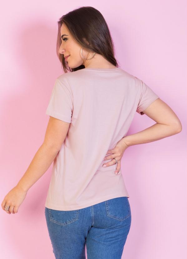 

T-Shirt Rose com Bordado Frontal, Rosa