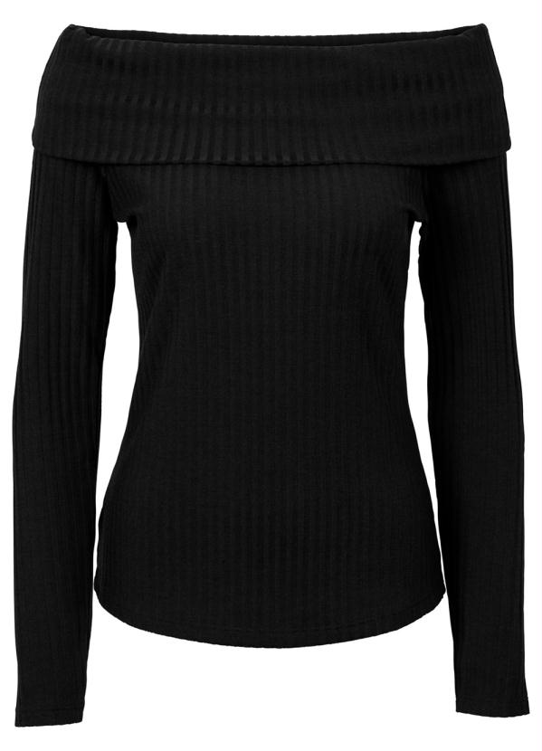 

Blusa Canelada Ombro a Ombro Preta, Preto