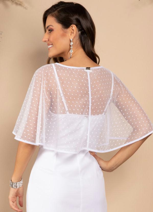 

Blusa Capa Branca em Tule Decorado, Branco