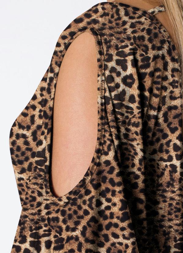 

Blusa Túnica Mangas Morcego Animal Print, Estampado