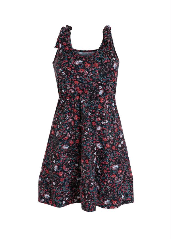 

Vestido com Alças de Amarrar Floral Preto