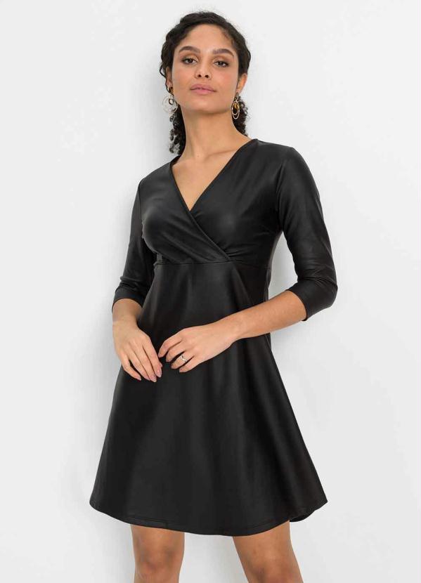 

Vestido com Decote Transpassado Preto