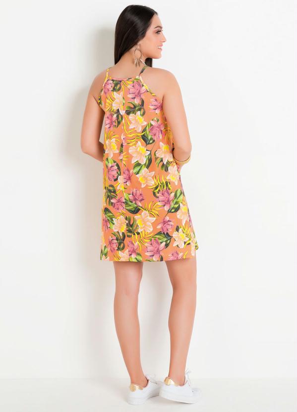 

Vestido Curto de Alças Floral, Amarelo