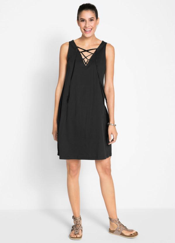 

Vestido Decote em V Strappy Preto