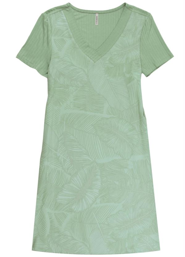 

Vestido Estampado Curto com Decote V Verde