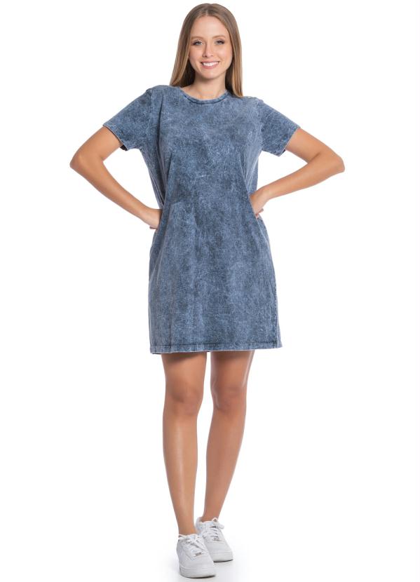 

Vestido Feminino com Lavação na Malha Azul