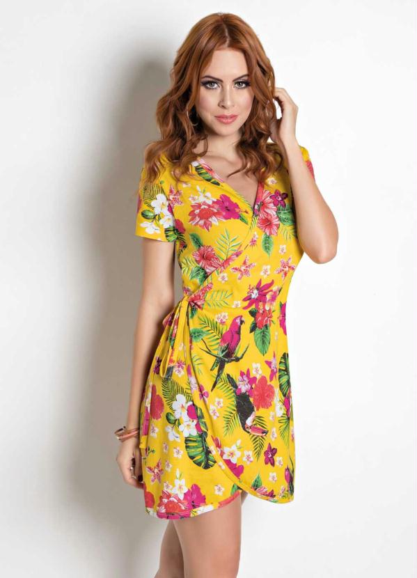 

Vestido Floral e Amarelo com Transpasse