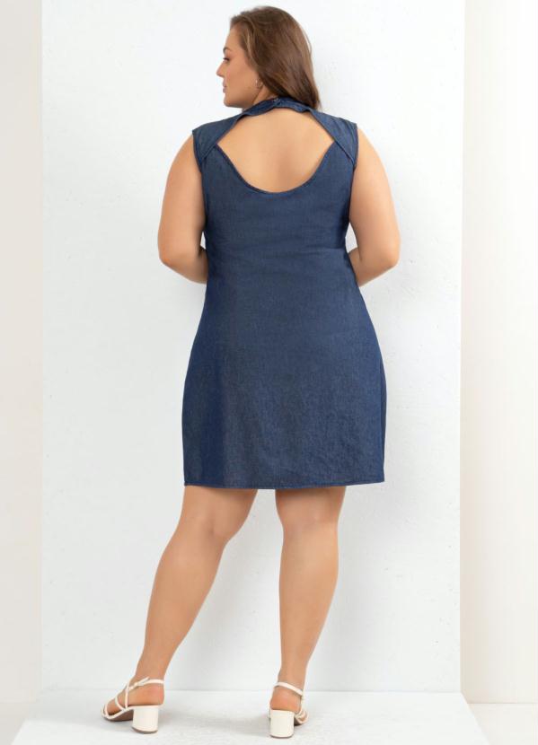 

Vestido Jeans Abertura nas Costas Plus Size, Azul