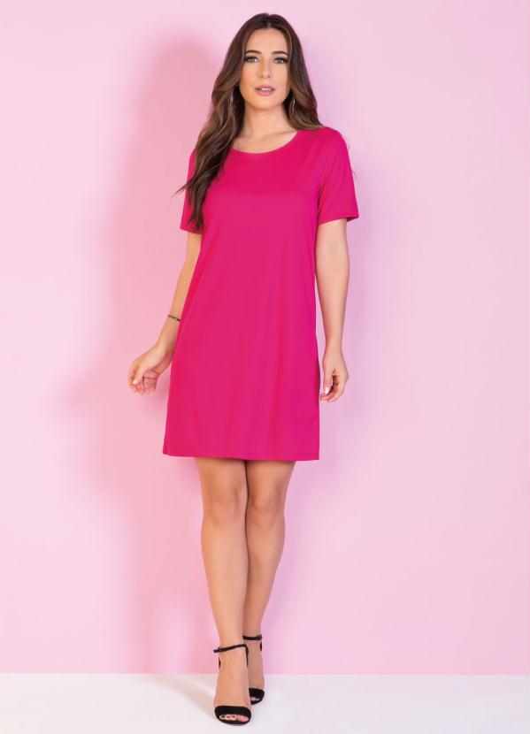 

Vestido Pink com Faixa Decorada para Amarrar, Rosa