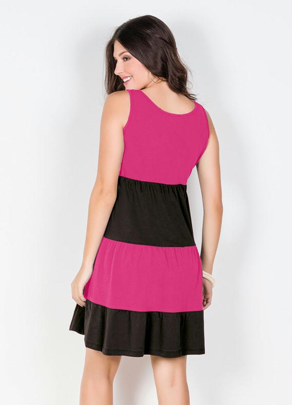 

Vestido Regata com Babados Pink/Preto, Multicores