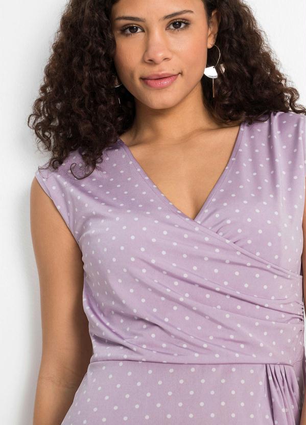 

Vestido Regata com Decote Transpassado Poá Lilás, Roxo