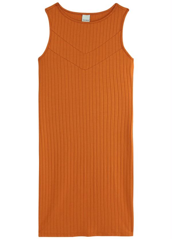 

Vestido Telha Curto Canelado, Laranja