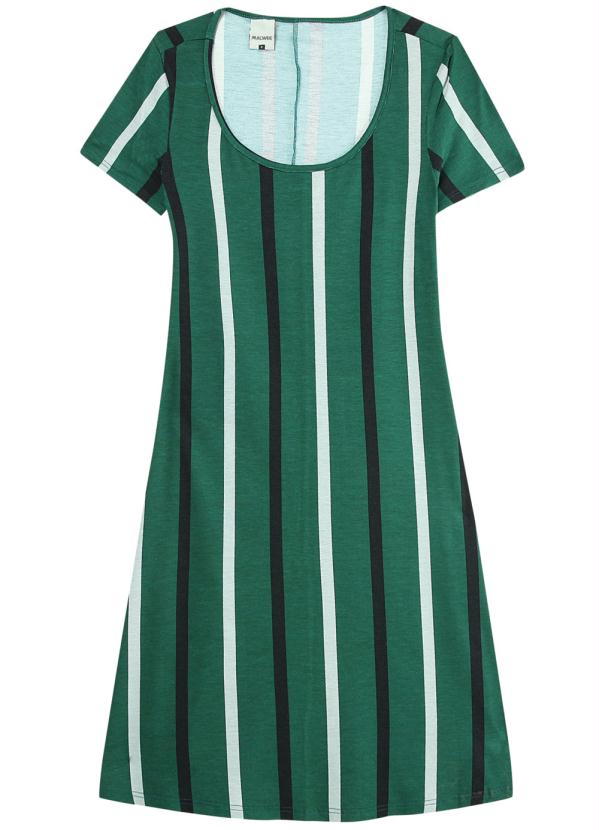 

Vestido Verde Listrado Evasê em Viscose