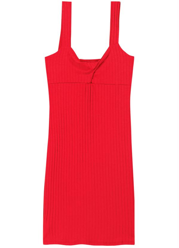 

Vestido Vermelho Canelado com Torção